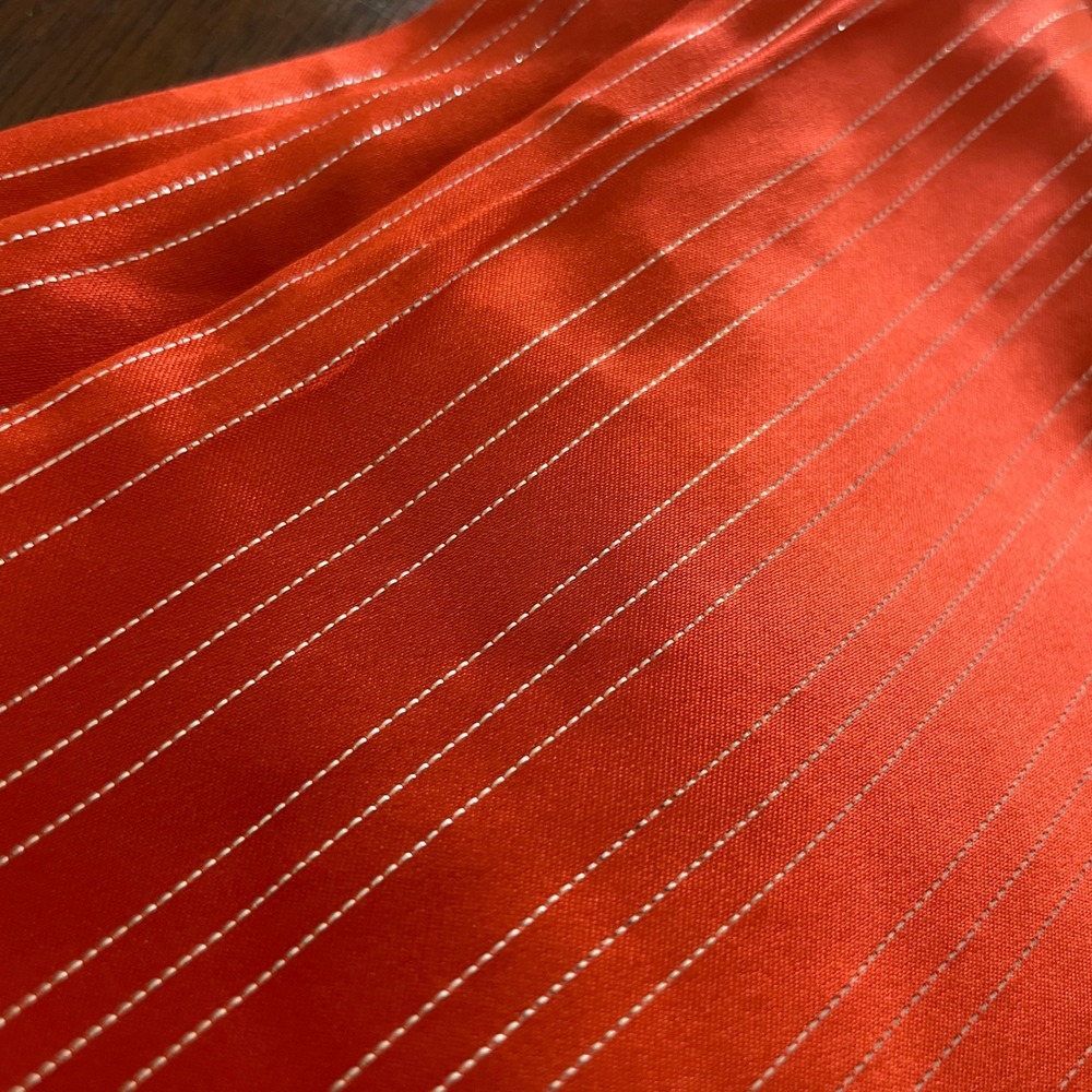 Karaca Silk Scarf Women OS Orange Pinstripe Turkish Silk Square Wrap Luxury